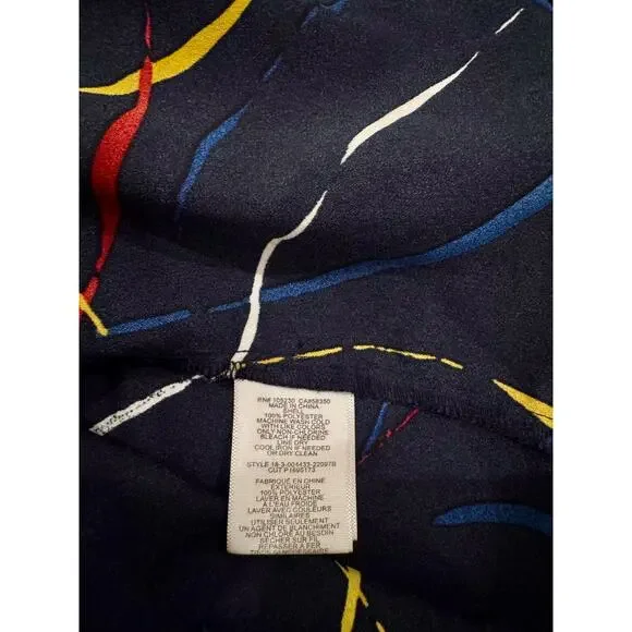 Joie Georgette Blouse Navy Blue Women’s Small Abstract Art Wear Artsy Statement - Picture 15 of 15